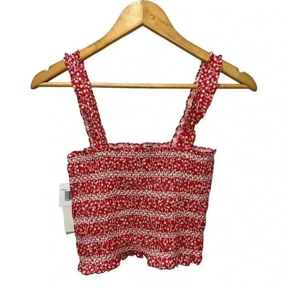 French Connection Smocked Organic Cotton Tank Dainty Blooms Size 6 Hibiscus - Picture 2 of 6